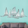 Deluxdesigns Sailing Fleet Costal Wooden Wall Decorative Art, Multicolor DE2097444